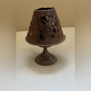 Rustic Brown Metal Tea Light Candle Holder Vintage